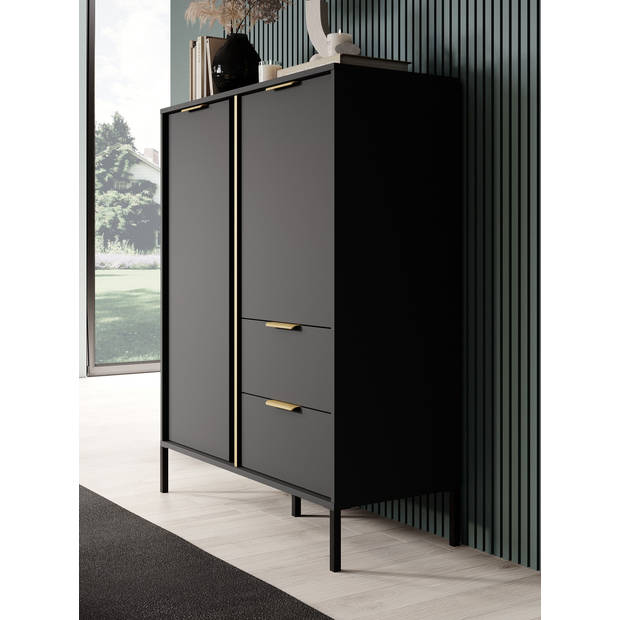 Meubella Dressoir Loren - Antraciet - 103 cm - Hoog