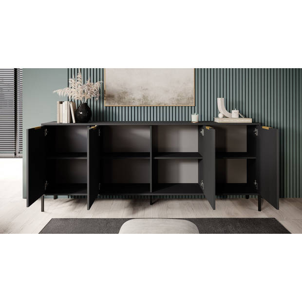 Meubella Dressoir Loren - Antraciet - 203 cm