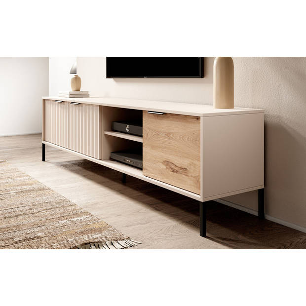 Meubella TV-Meubel Ramirez - Beige - Eiken - 203 cm