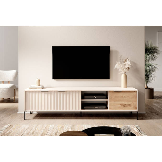 Meubella TV-Meubel Ramirez - Beige - Eiken - 203 cm