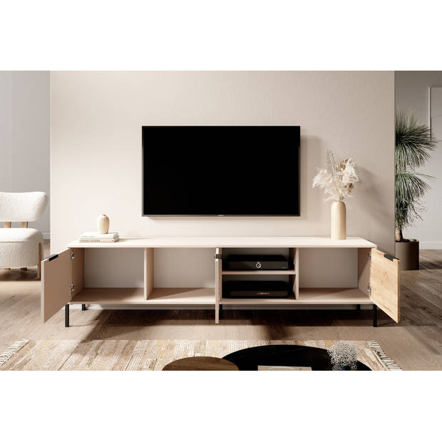 Meubella TV-Meubel Ramirez - Beige - Eiken - 203 cm