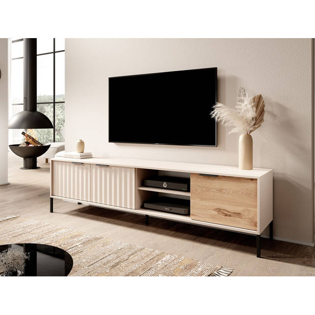 Meubella TV-Meubel Ramirez - Beige - Eiken - 203 cm