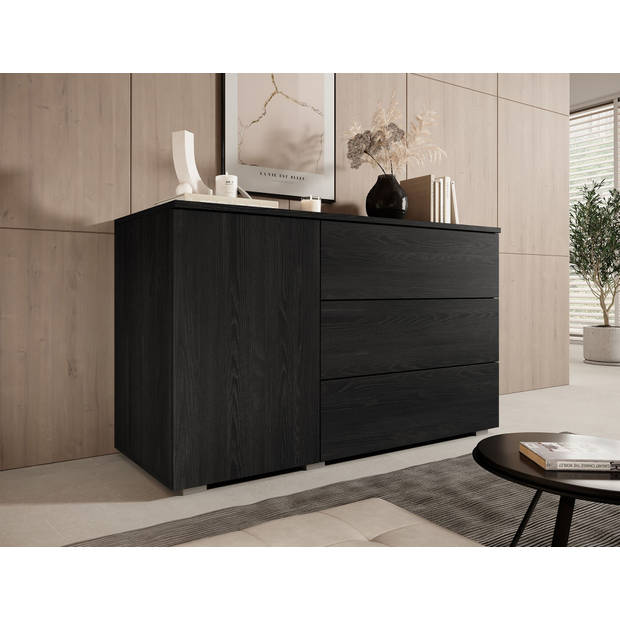 Meubella Dressoir Pure - Zwart eiken - 111 cm