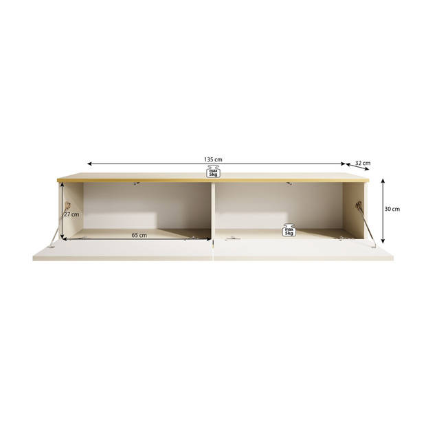 Meubella TV-Meubel Orleans - Zwart - 135 cm