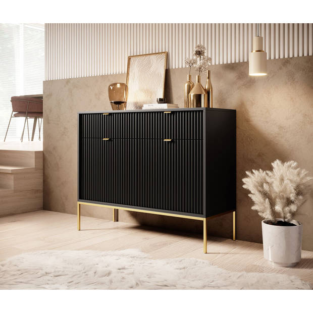 Meubella Dressoir Navil 2 - Zwart - 104 cm