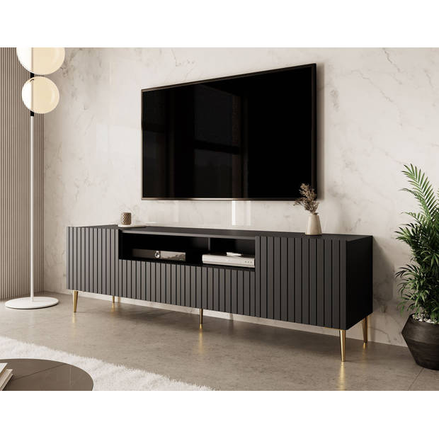 Meubella TV-Meubel King - Mat zwart - 180 cm