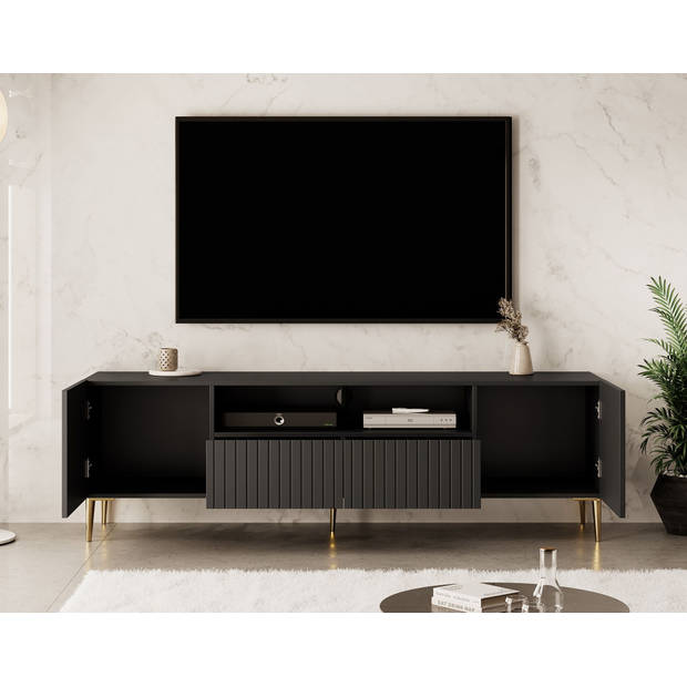 Meubella TV-Meubel King - Mat zwart - 180 cm