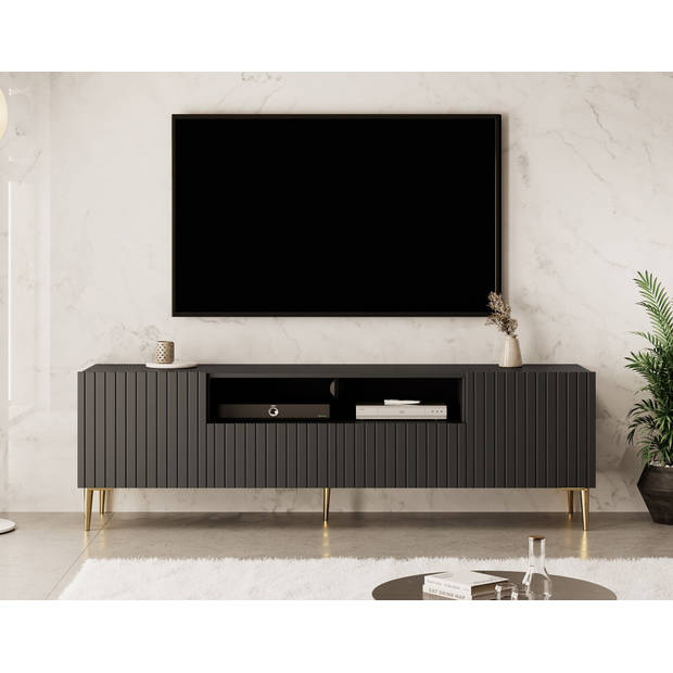 Meubella TV-Meubel King - Mat zwart - 180 cm