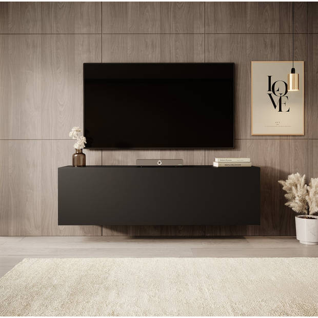 Meubella TV-Meubel Venica - 140 cm - Mat zwart