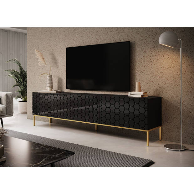 Meubella TV-Meubel Harvey - Zwart - 190 cm