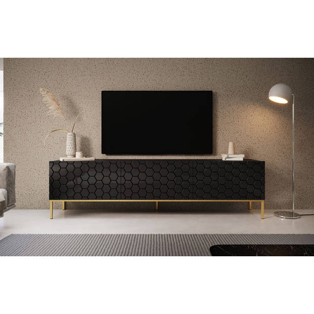 Meubella TV-Meubel Harvey - Zwart - 190 cm