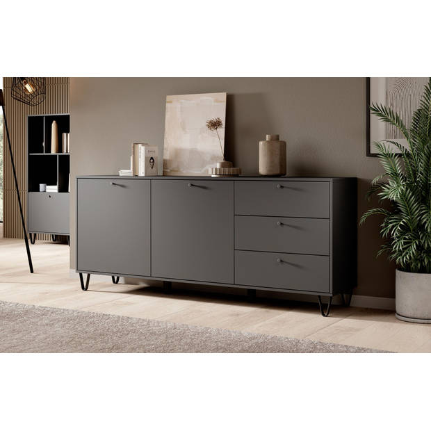 Meubella Dressoir Apula - Antraciet - 183 cm