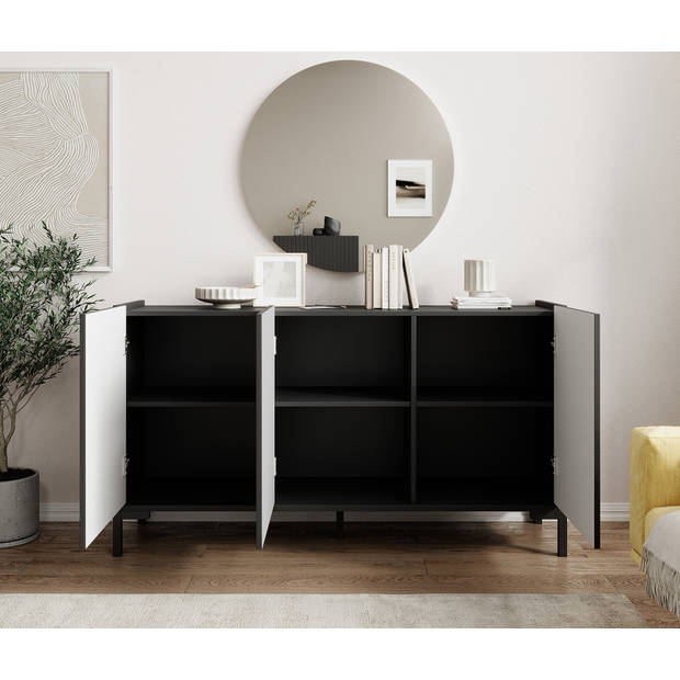 Meubella Dressoir Lemon - Zwart - 150 cm