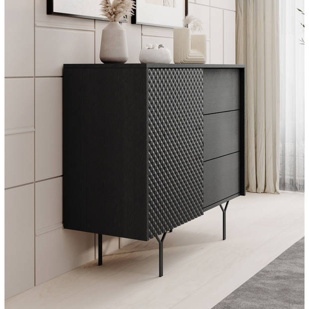 Meubella Dressoir Legacy - Mat zwart - 97 cm