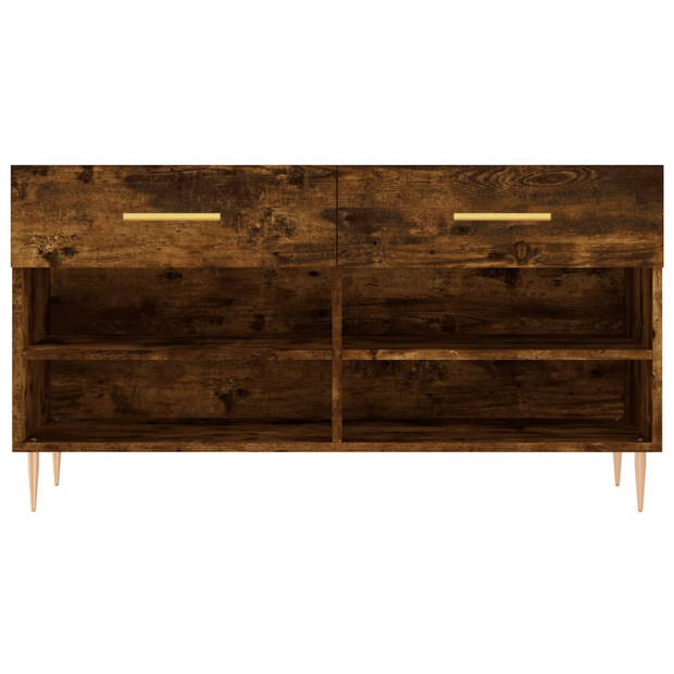 The Living Store Schoenenbank - Gerookt Eiken - 102x35x55 cm - Veel opbergruimte