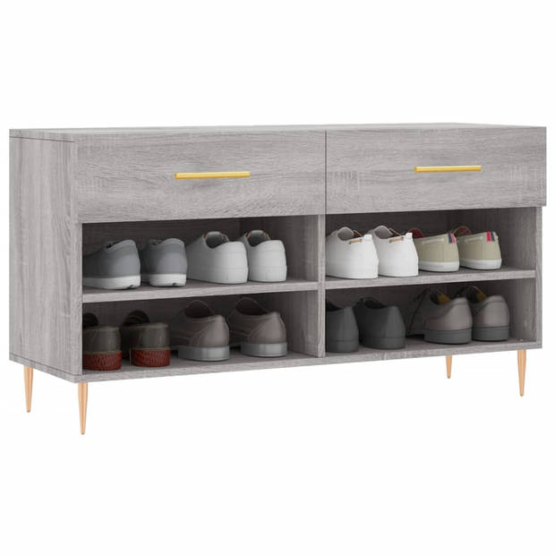 The Living Store Schoenenbank - naam - Opbergen en Zitten - 102x35x55 cm - Grijs Sonoma Eiken