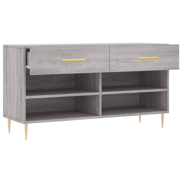 The Living Store Schoenenbank - naam - Opbergen en Zitten - 102x35x55 cm - Grijs Sonoma Eiken