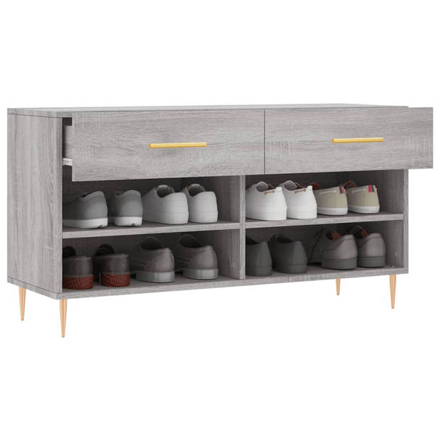 The Living Store Schoenenbank - naam - Opbergen en Zitten - 102x35x55 cm - Grijs Sonoma Eiken