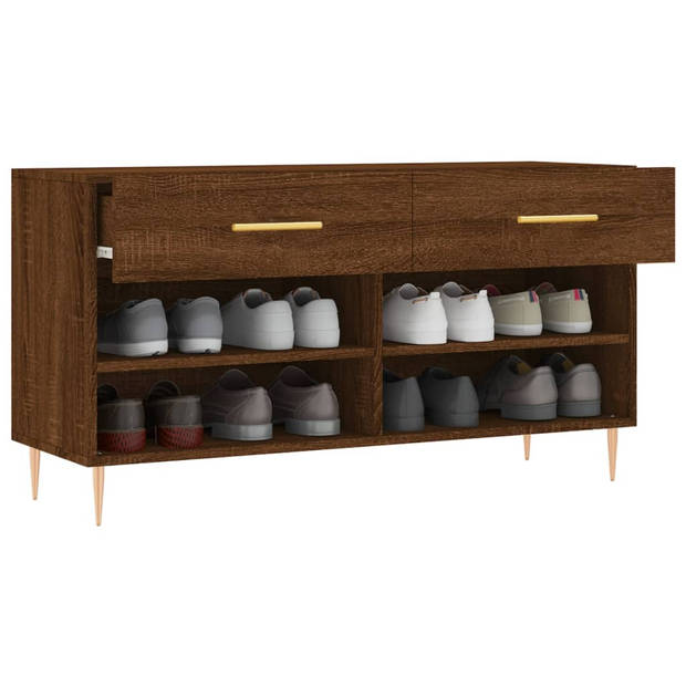 The Living Store Schoenenbank - Trendy en praktisch - Kleur- Bruineiken - Afmetingen- 102 x 35 x 55 cm - Duurzaam