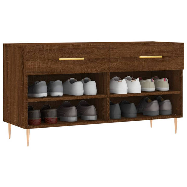 The Living Store Schoenenbank - Trendy en praktisch - Kleur- Bruineiken - Afmetingen- 102 x 35 x 55 cm - Duurzaam