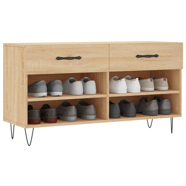 The Living Store Schoenenkast - Sonoma eiken - 102 x 35 x 55 cm - Duurzaam materiaal