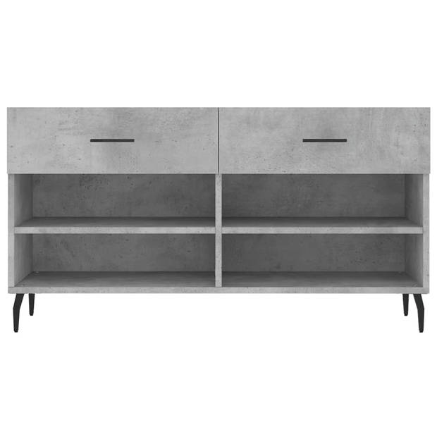 The Living Store Opbergbank Betongrijs - Schoenenbank met opbergruimte - 102 x 35 x 55 cm - Duurzaam hout en ijzer