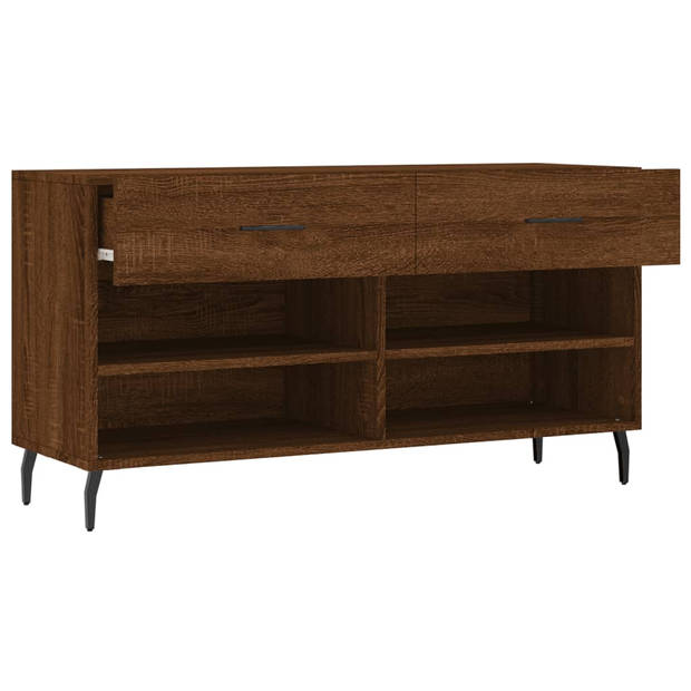 The Living Store Schoenenbank - Bewerkt hout en ijzer - 102 x 35 x 55 cm - Trendy en praktisch