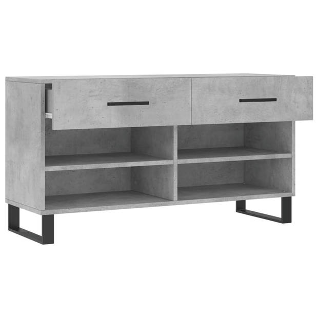 The Living Store Schoenenbank Betongrijs - Bewerkt hout en ijzer - 102 x 35 x 55 cm - Trendy en praktisch