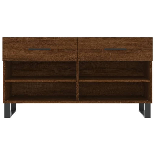 The Living Store Schoenenbank Bruineiken - Hout/IJzeren Poten - 102x35x55 cm - Opbergruimte