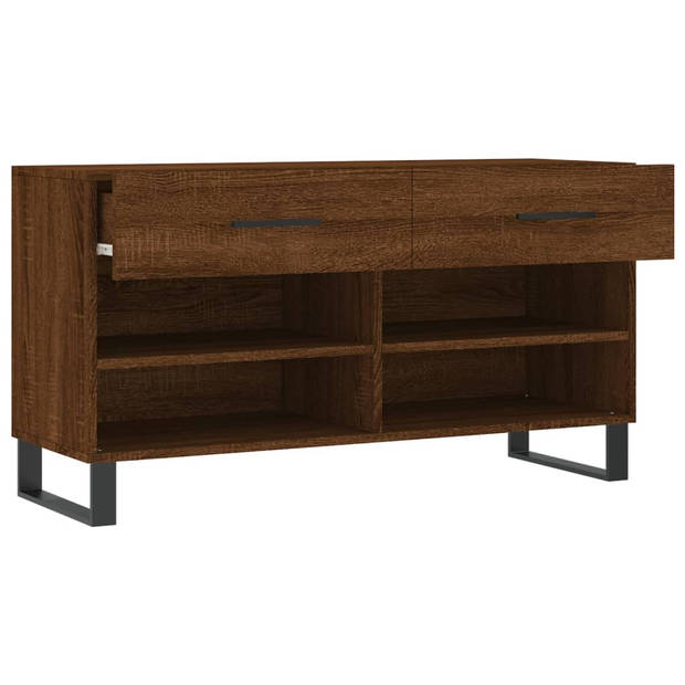 The Living Store Schoenenbank Bruineiken - Hout/IJzeren Poten - 102x35x55 cm - Opbergruimte