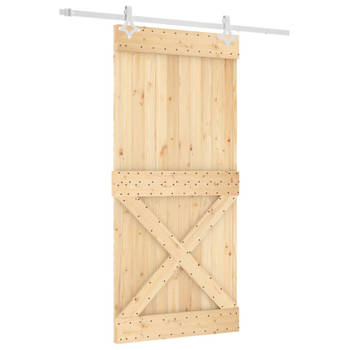 vidaXL Schuifdeur met beslag 95x210 cm massief grenenhout