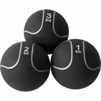 Gorilla Sports Medicineballen set - 6 kg - 1, 2 & 3 kg - Zwart/zilver