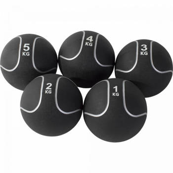 Gorilla Sports Medicineballen set - 15 kg - 1, 2, 3, 4 & 5 kg - Zilver / Zwart