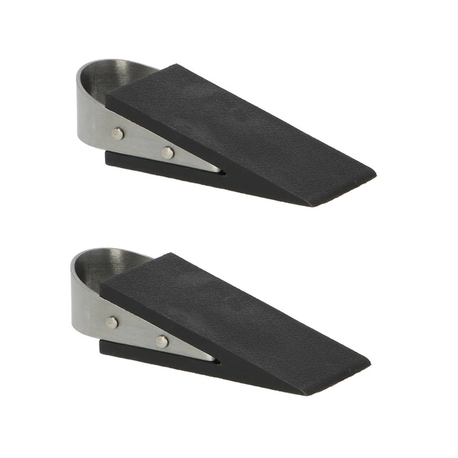 Esschert deurstopper-deurwig 2x rvs-rubber zwart anti-slip 12 x 5 x 3 cm Deurstoppers