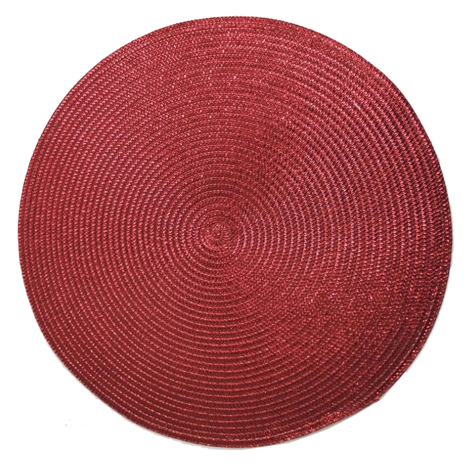 Ronde Placemats metallic kerst rood look diameter 38 cm - Geverfd jute - Voor o.a. Kerstmis