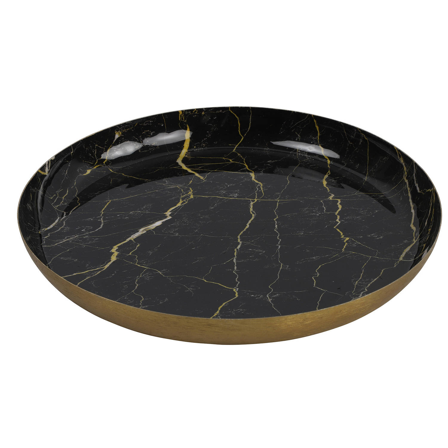 Countryfield Dienblad - Marble - Metaal - zwart/goud - Dia 26 cm - Dienbladen