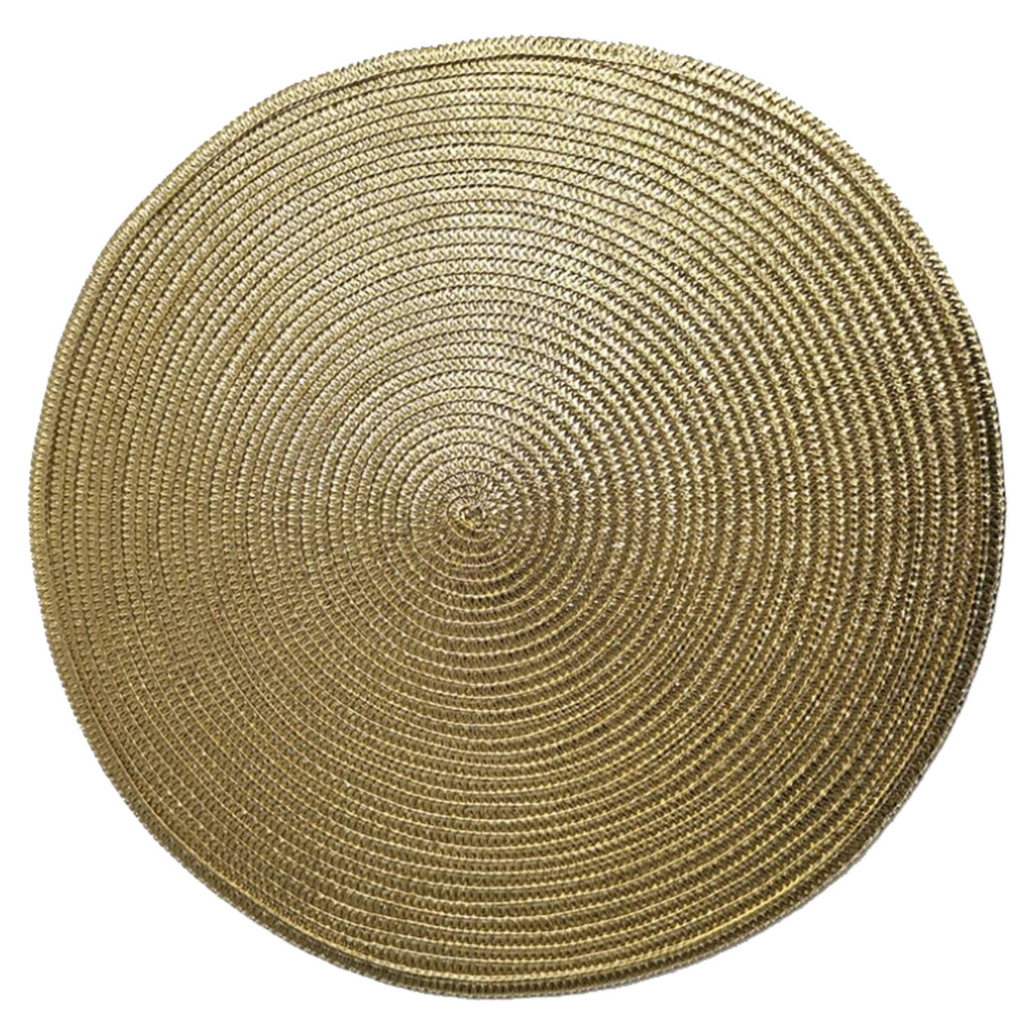 Ronde Placemats metallic goud look diameter 38 cm - Geverfd jute - Voor o.a. Kerstmis
