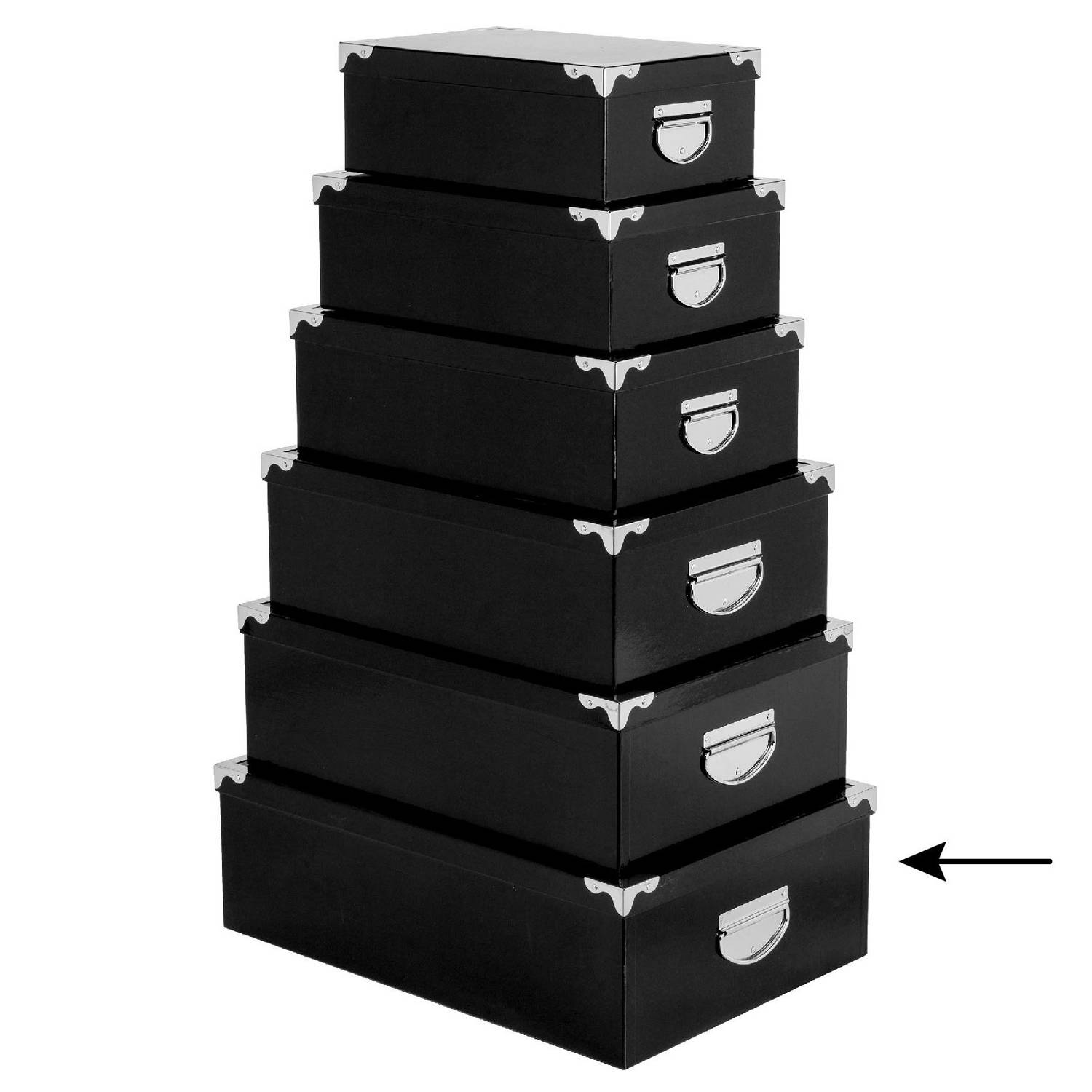 5Five Opbergdoos-box zwart L48 x B33.5 x H16 cm Stevig karton Blackbox Opbergbox