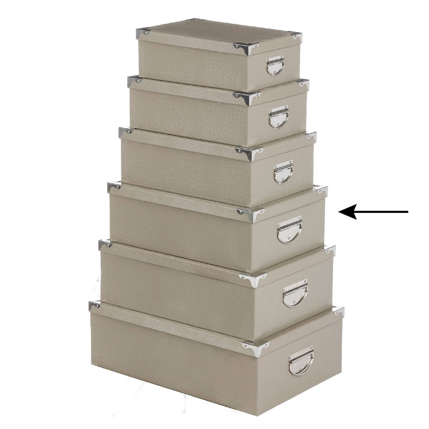 5Five Opbergdoos-box beige L40 x B26.5 x H14 cm Stevig karton Crocobox Opbergbox