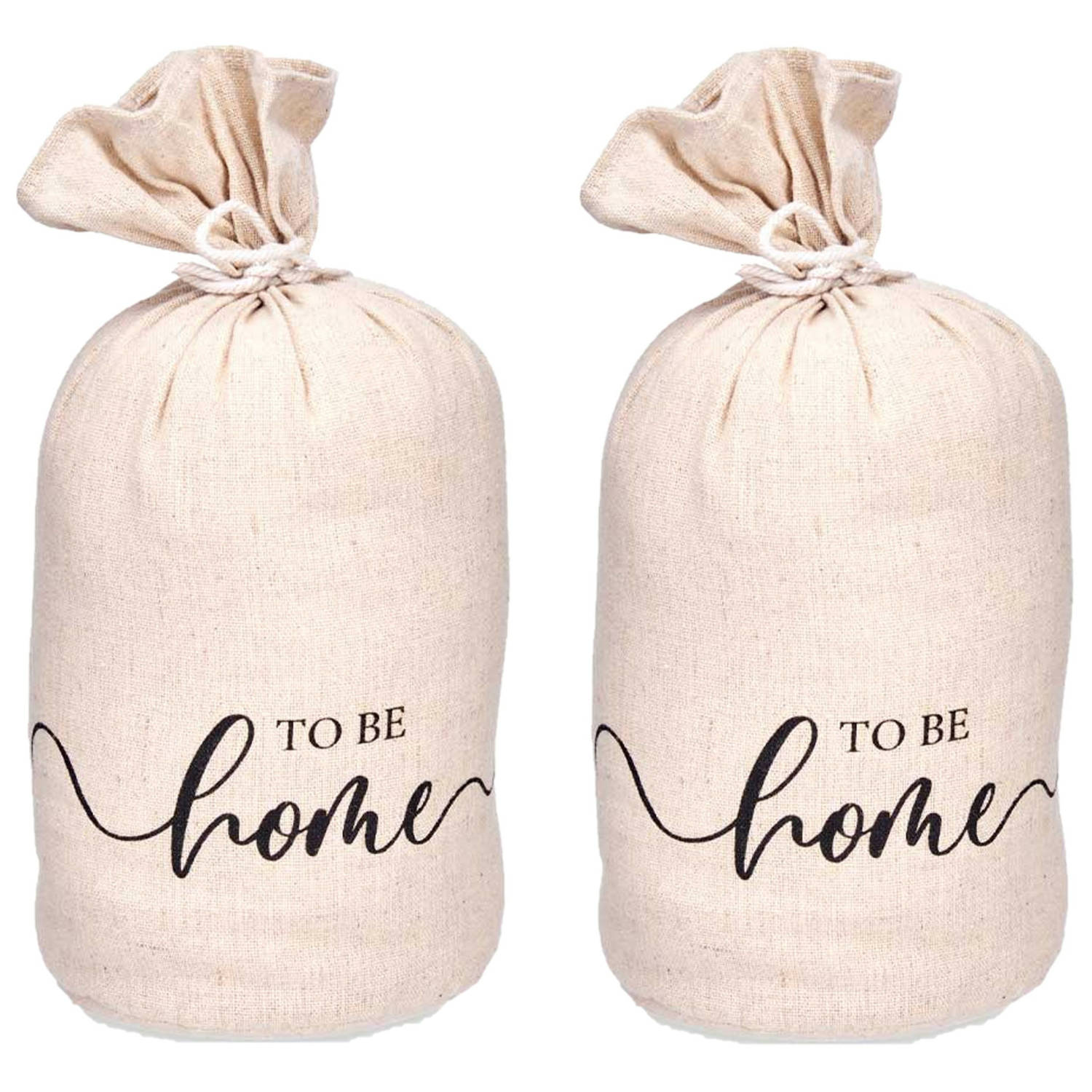 Giftdecor Deurstopper 2x 1 kilo beige canvas To be home D13 x H26 Deurstoppers