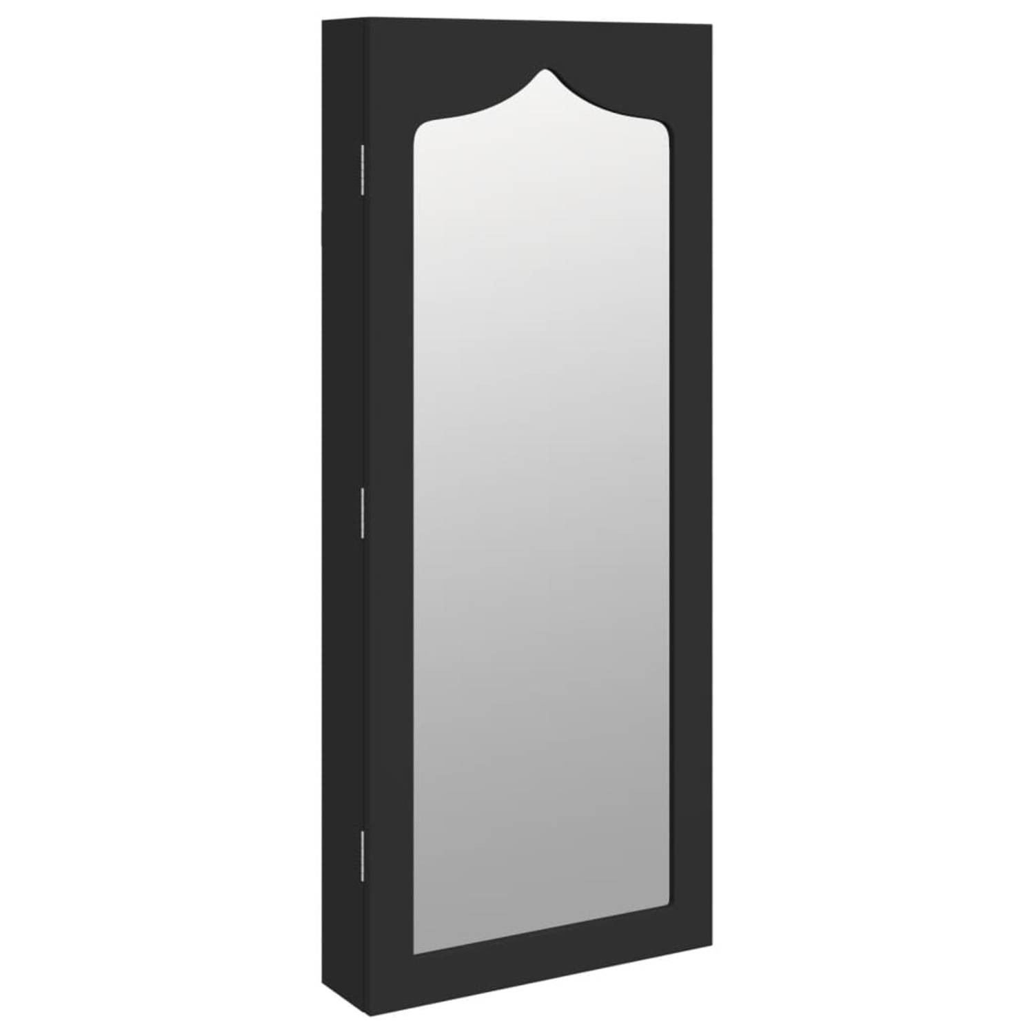 vidaXL Sieradenkast met spiegel wandgemonteerd 37,5x10x90 cm zwart