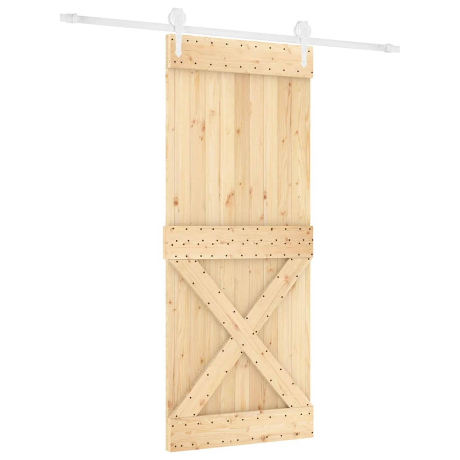 vidaXL Schuifdeur met beslag 85x210 cm massief grenenhout