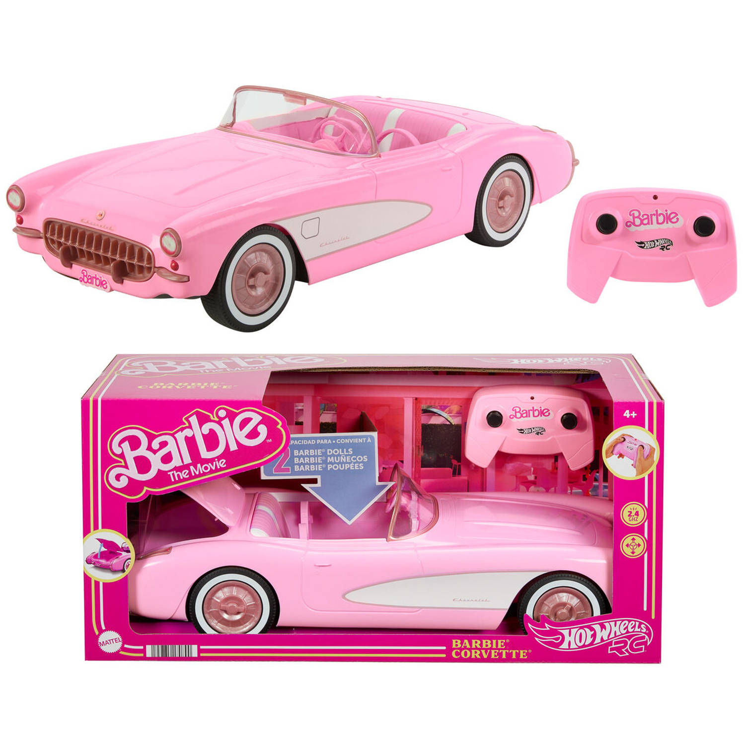 Barbie The Movie - Hot Wheels - Roze Corvette - RC Voertuig