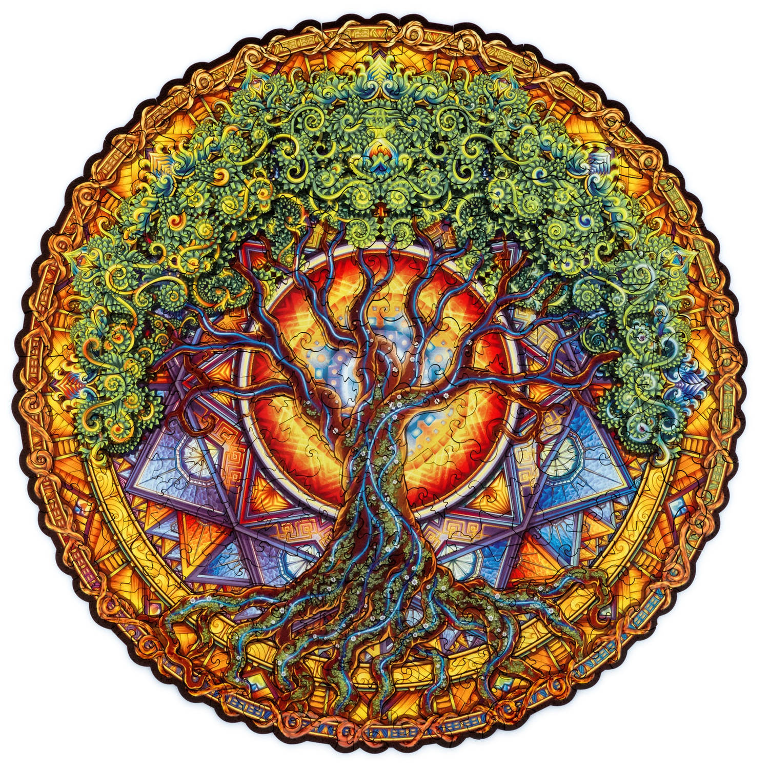 UNIDRAGON Houten Puzzel Mandala - Levensboom - 200 stukjes - Medium 25 cm