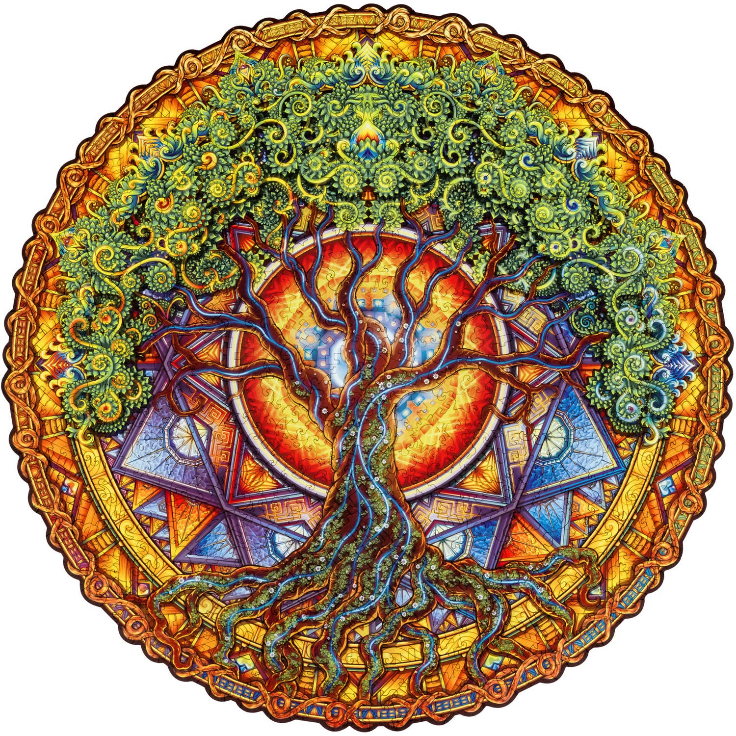 UNIDRAGON Houten Puzzel Mandala - Levensboom - 700 stukjes - Royal Size 45 cm