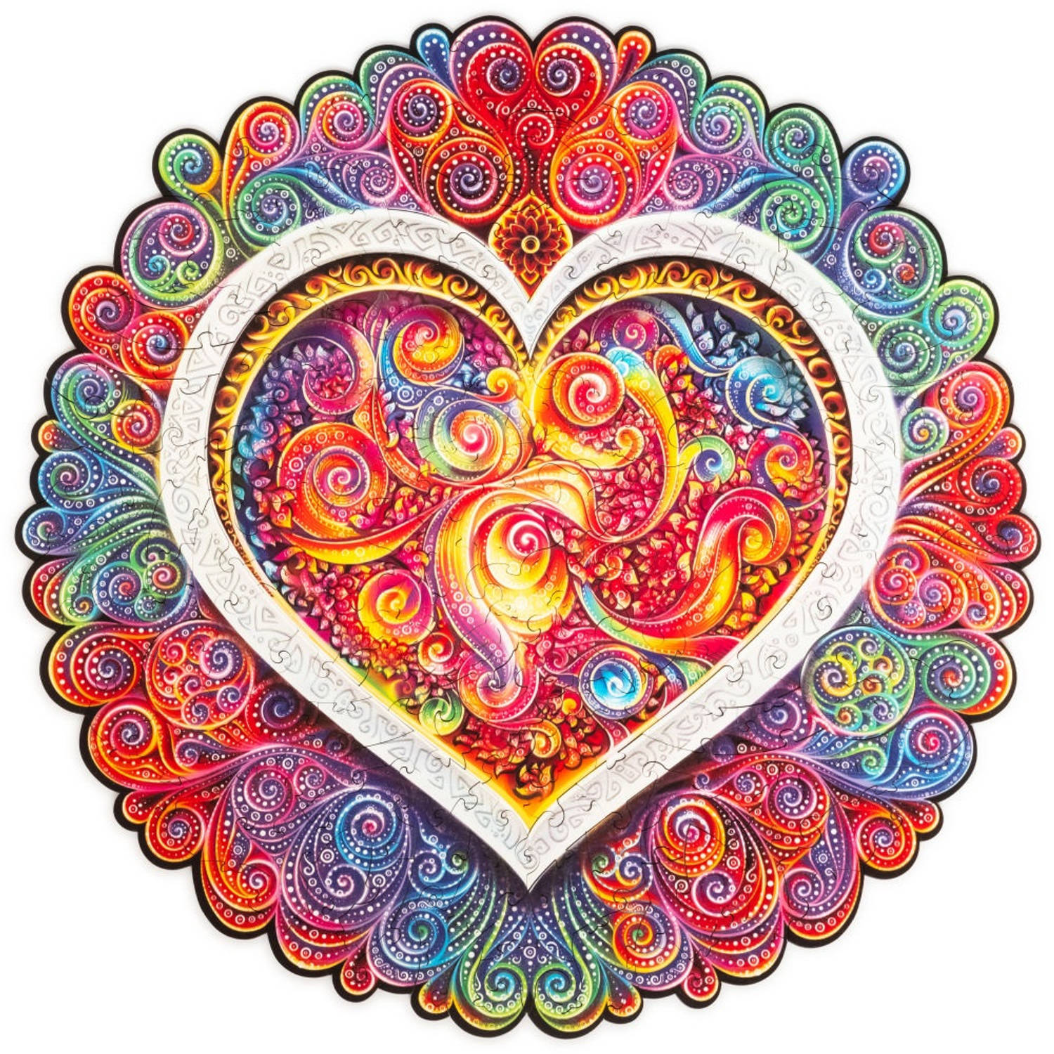 UNIDRAGON Houten Puzzel Mandala - Bewuste Liefde - 200 stukjes - Medium 25 cm
