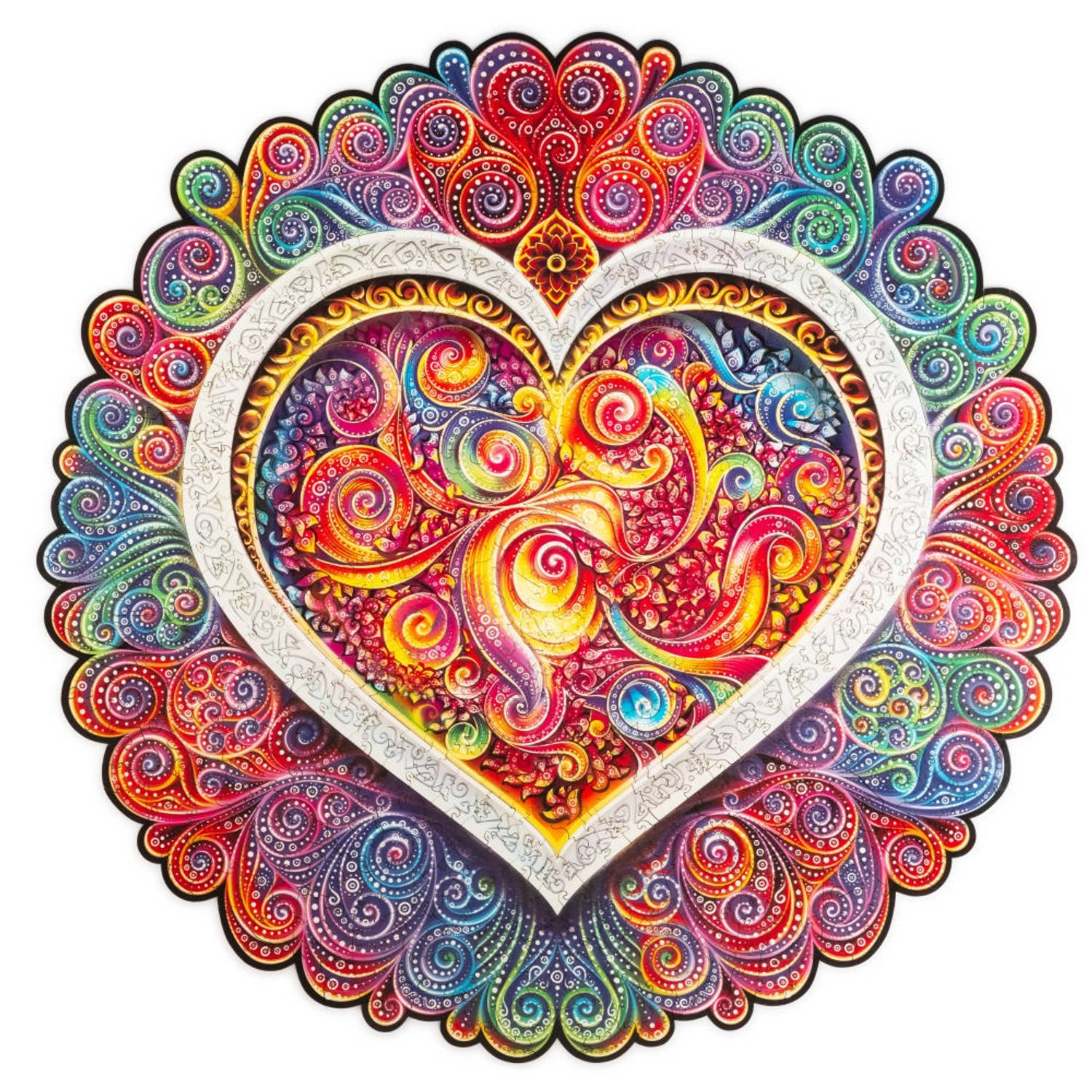 UNIDRAGON Houten Puzzel Mandala - Bewuste Liefde - 700 stukjes - Royal Size 45 cm