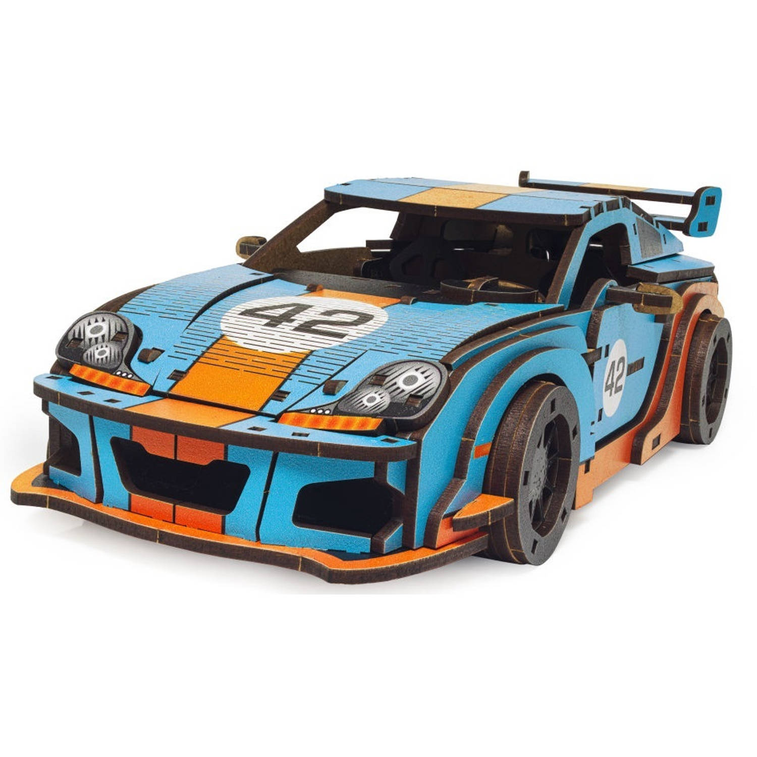 UNIDRAGON Houten 3D DIY Model Woosaic - Comet GTS Blauw/Oranje - 219 stukjes - 26,8x13,3x7,8 cm