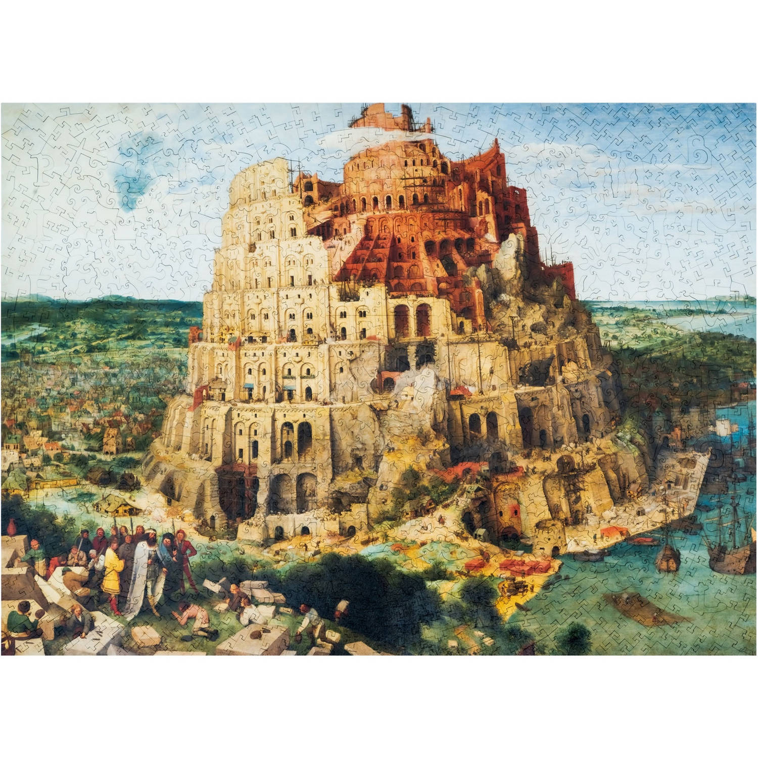 UNIDRAGON Houten Puzzel Kunst Collectie - De Toren van Babel - 1000 stukjes - 43,5x59,5 cm