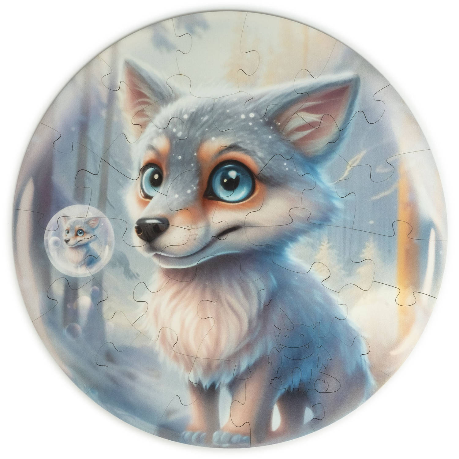 UNIDRAGON Houten Puzzel Bubblezz - Wolf - 30 stukjes - 25 cm